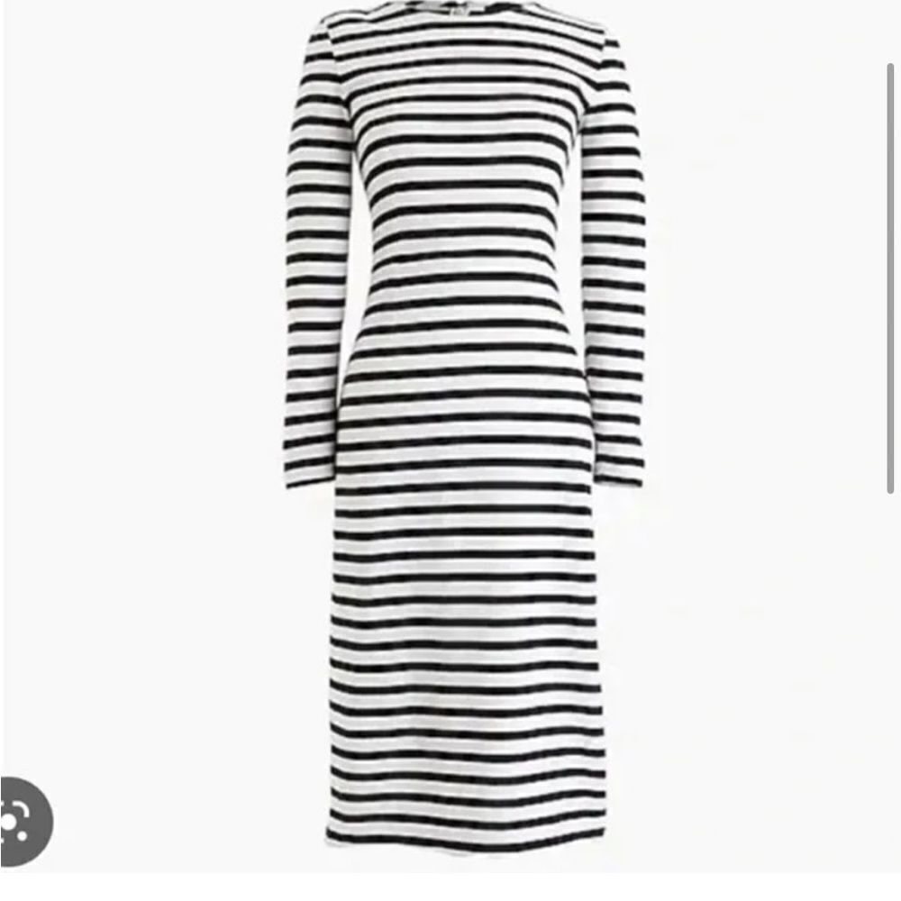 J. Crew Knit Navy & White Stripe 3/4 Sleeve MIDI Dress sz 6